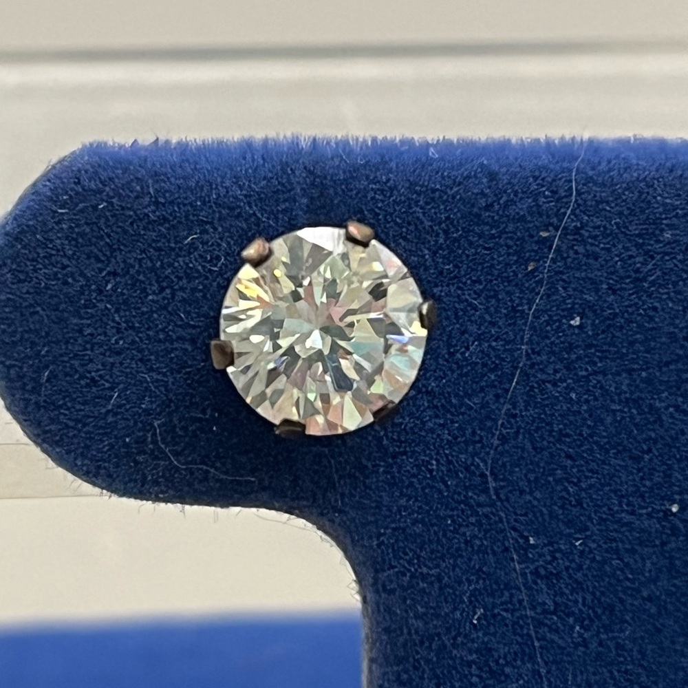 Sterling Silver CZ Stud Earrings with Brilliant Sparkle - Picture 3 of 4